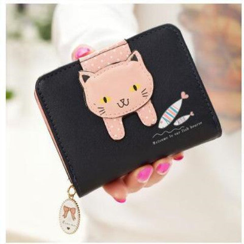 Short Cute Zipper Cartoon Cat Printing Student Coin Purse Store Hive UNIjuntos