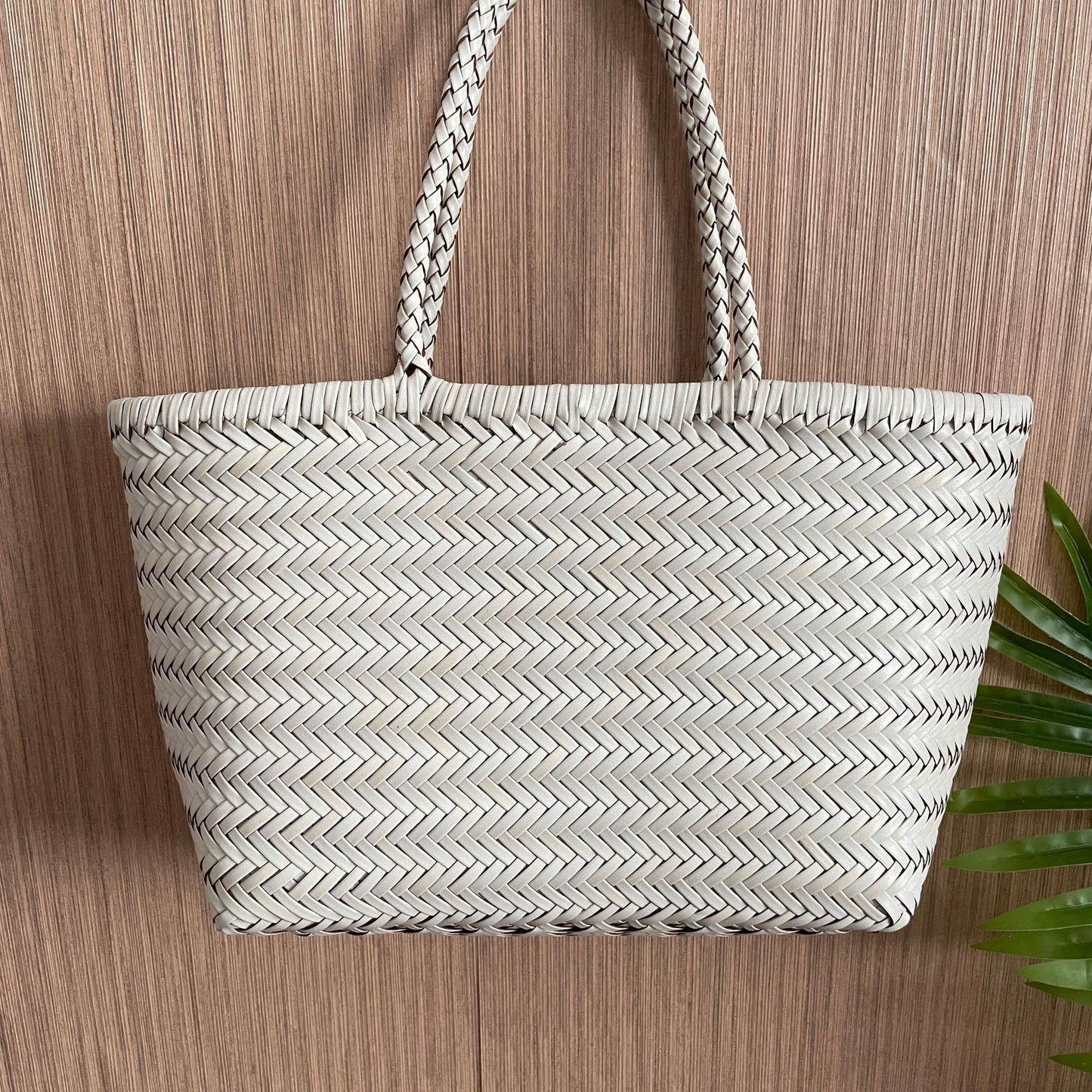 Woven Genuine Leather French Vegetable Basket Bag