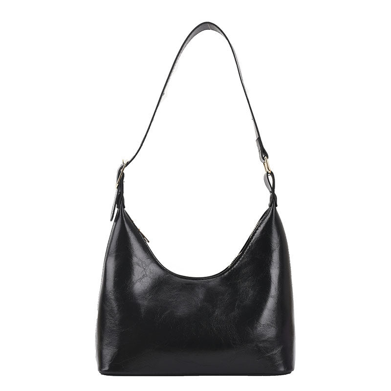 Fashion Women's Oil Wax PU Underarm Shoulder Bag