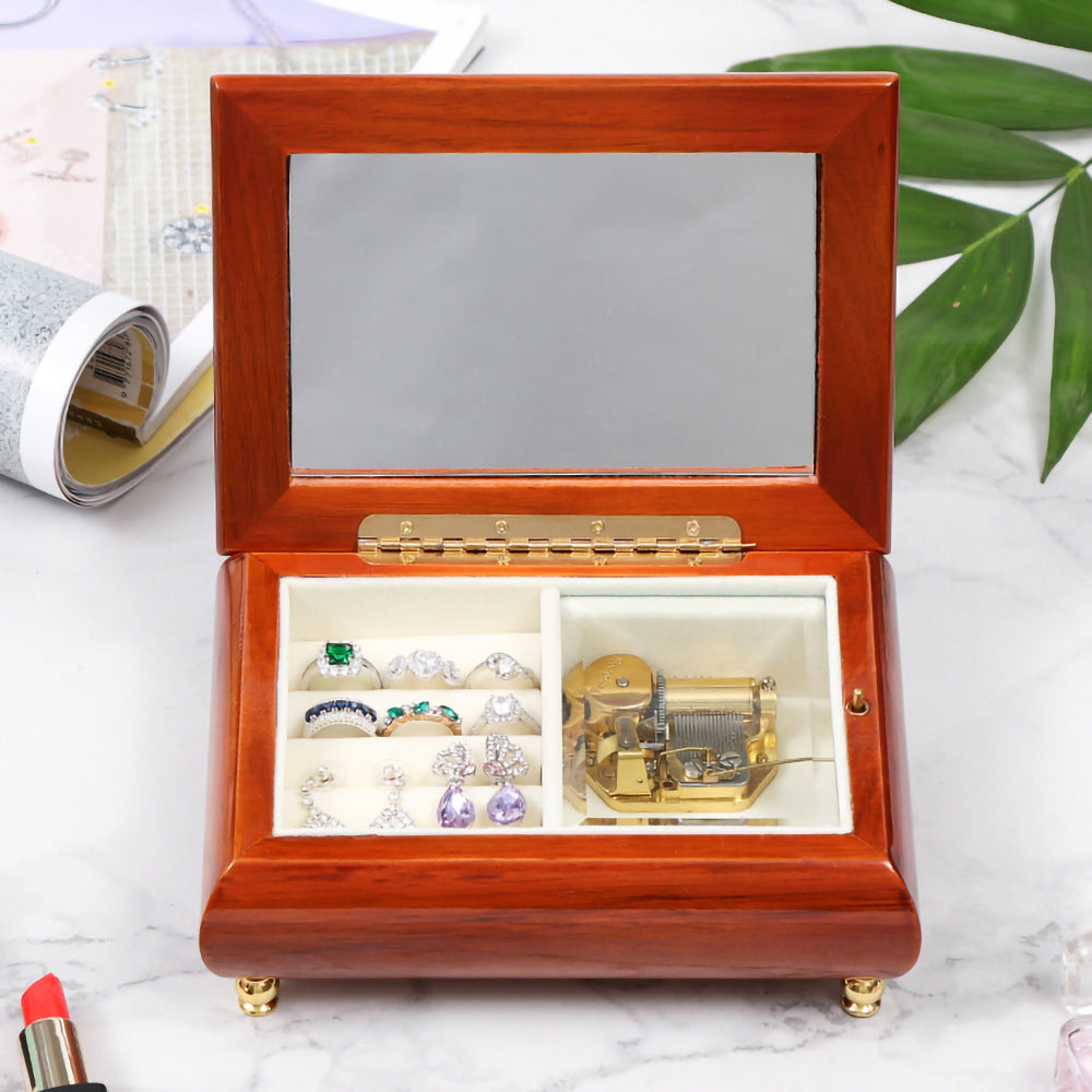 European Style Neoclassical Solid Wood Jewelry Music Box