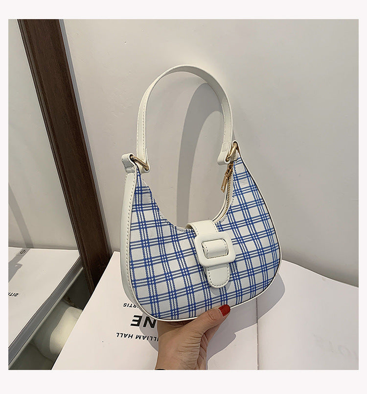 Plaid Underarm Bag Fashion French Niche Baguette Messenger Bag
