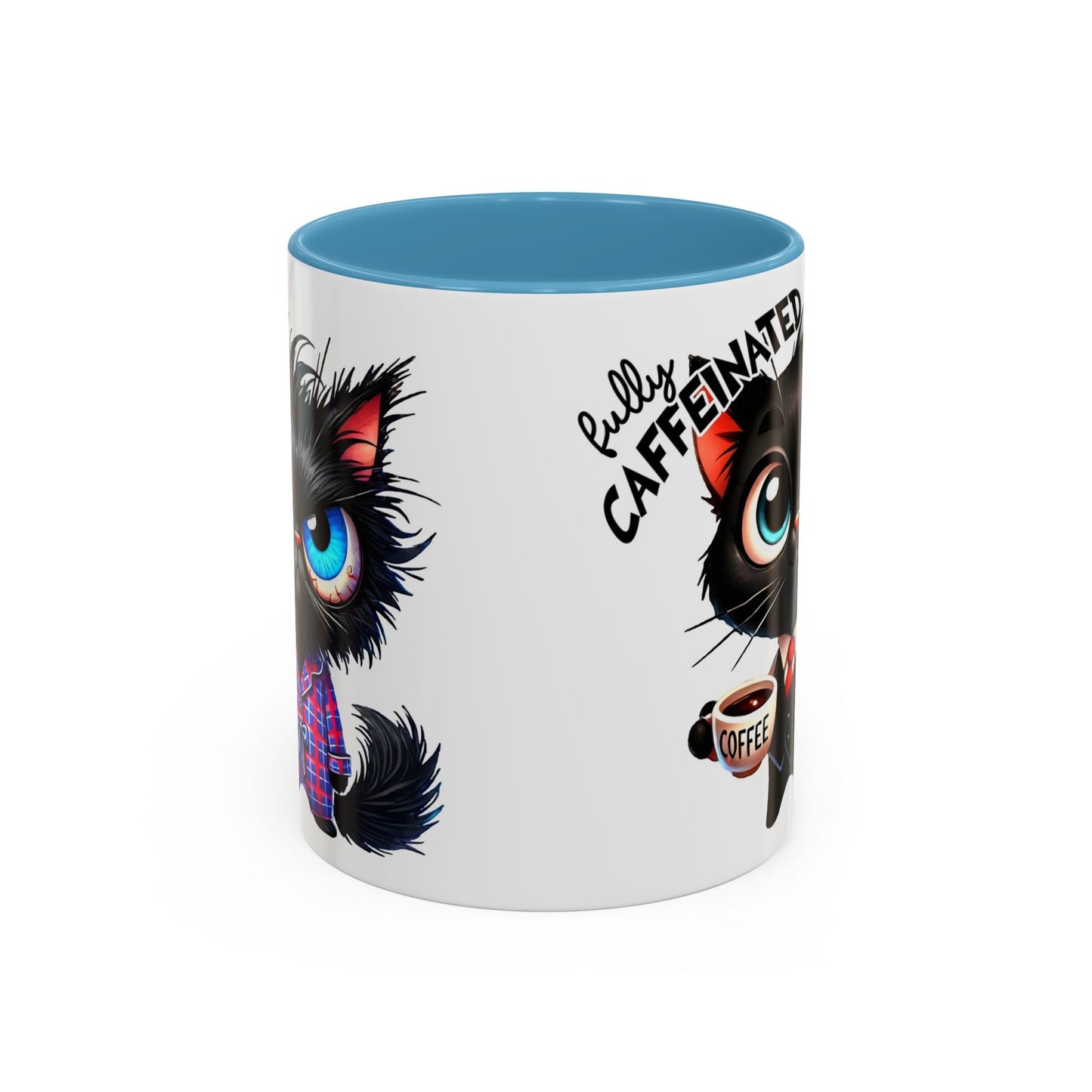 Whimsical Cat-Themed Coffee Mug, Fully Caffeinated, Gift for Cat Lovers, Fun Kitchen Decor, Birthday Gift, Unique Coffee Lover Mug