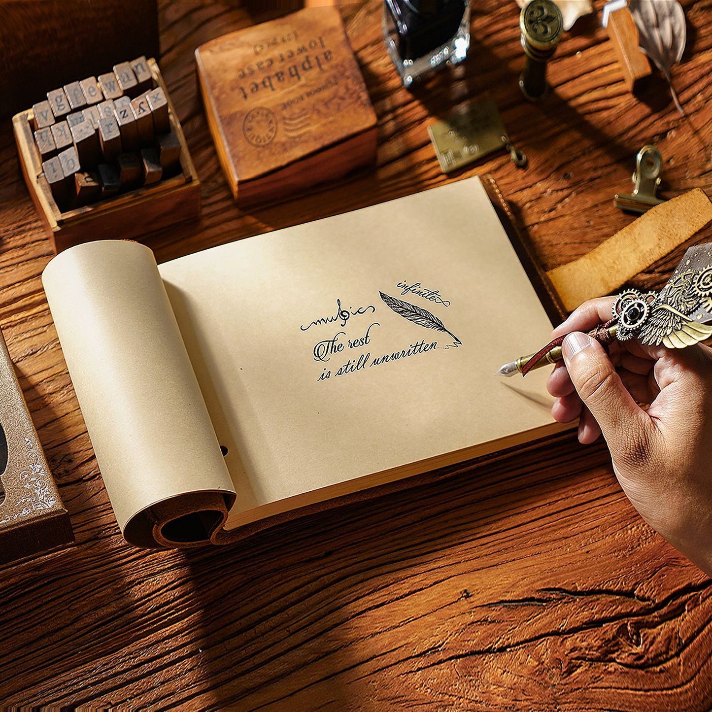 Vintage Handmade Leather Book Genuine Leather Rope Notes Painting