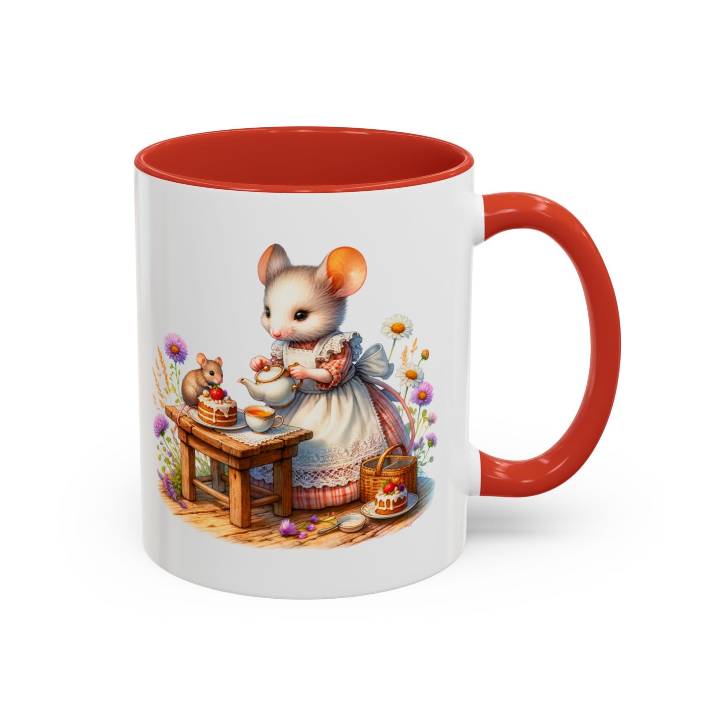 Adorable Mouse Kitchen Coffee Mug, Cute Animal Mug, Gift for Baking Lovers, Cozy Home Decor, Kitchenware, Tea Mug, Floral Design