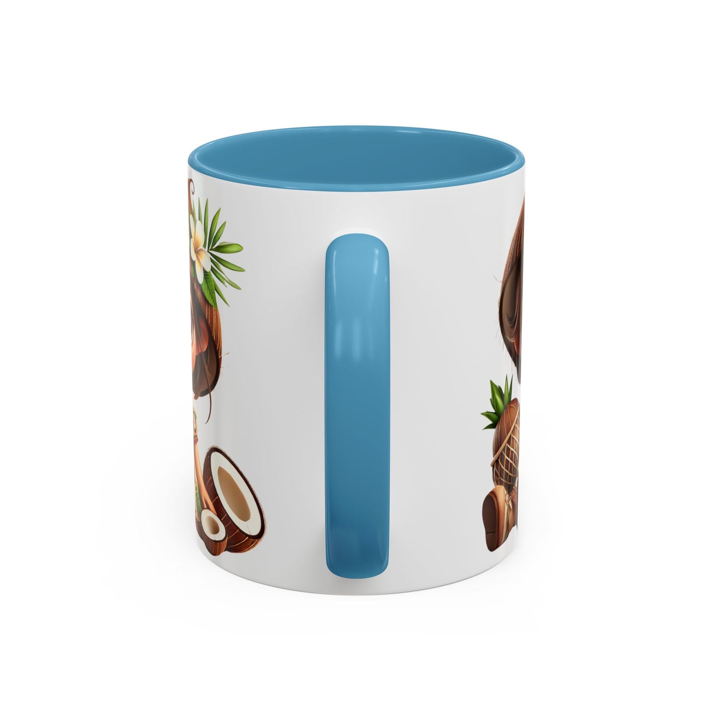 Tropical Kid's Accent Coffee Mug - Cute Animated Design with Pineapple & Coconut