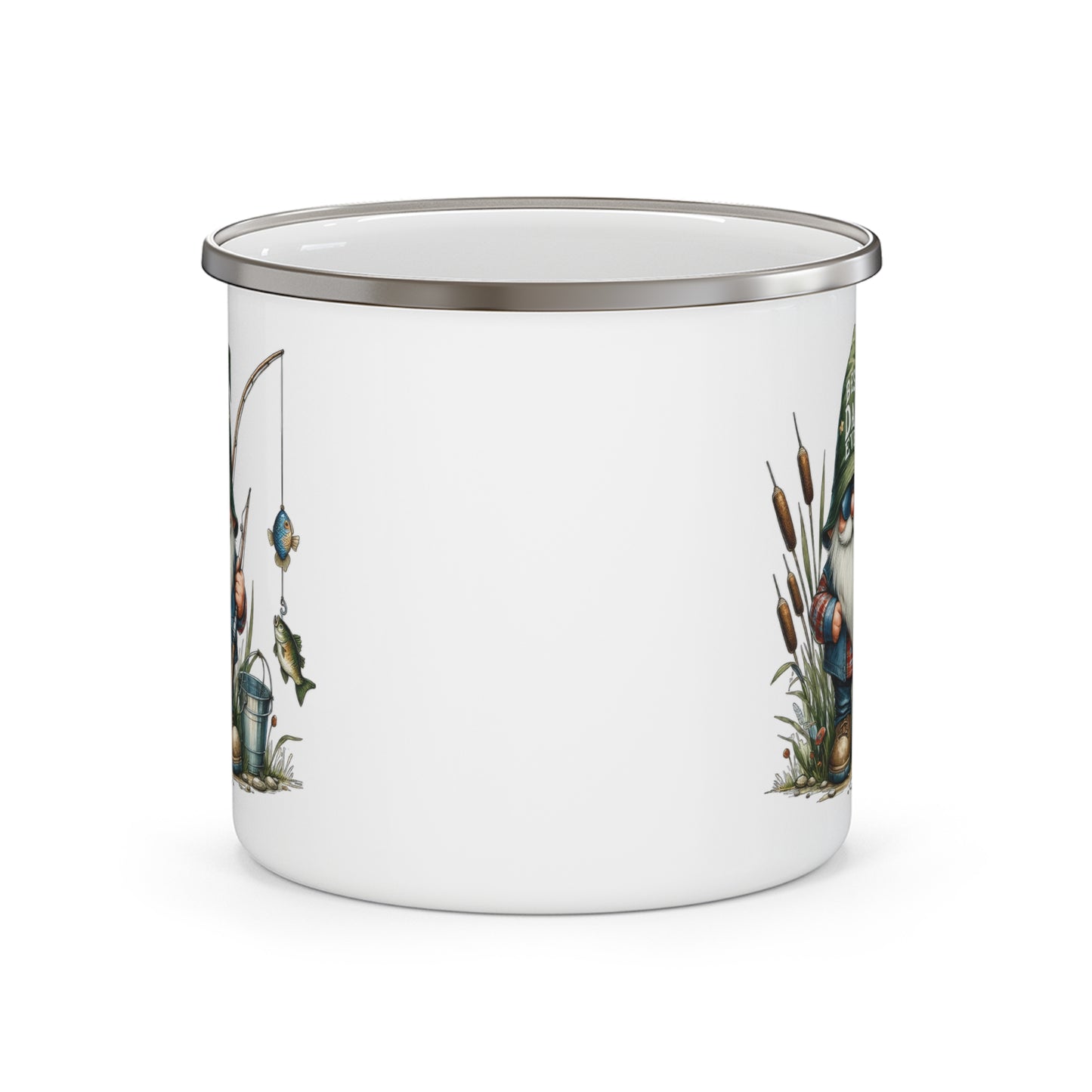 Rustic Camping Mug, Best Dad Ever Enamel Mug, Father's Day Gift, Fishing Lover Cup, Outdoor Adventure Drinkware