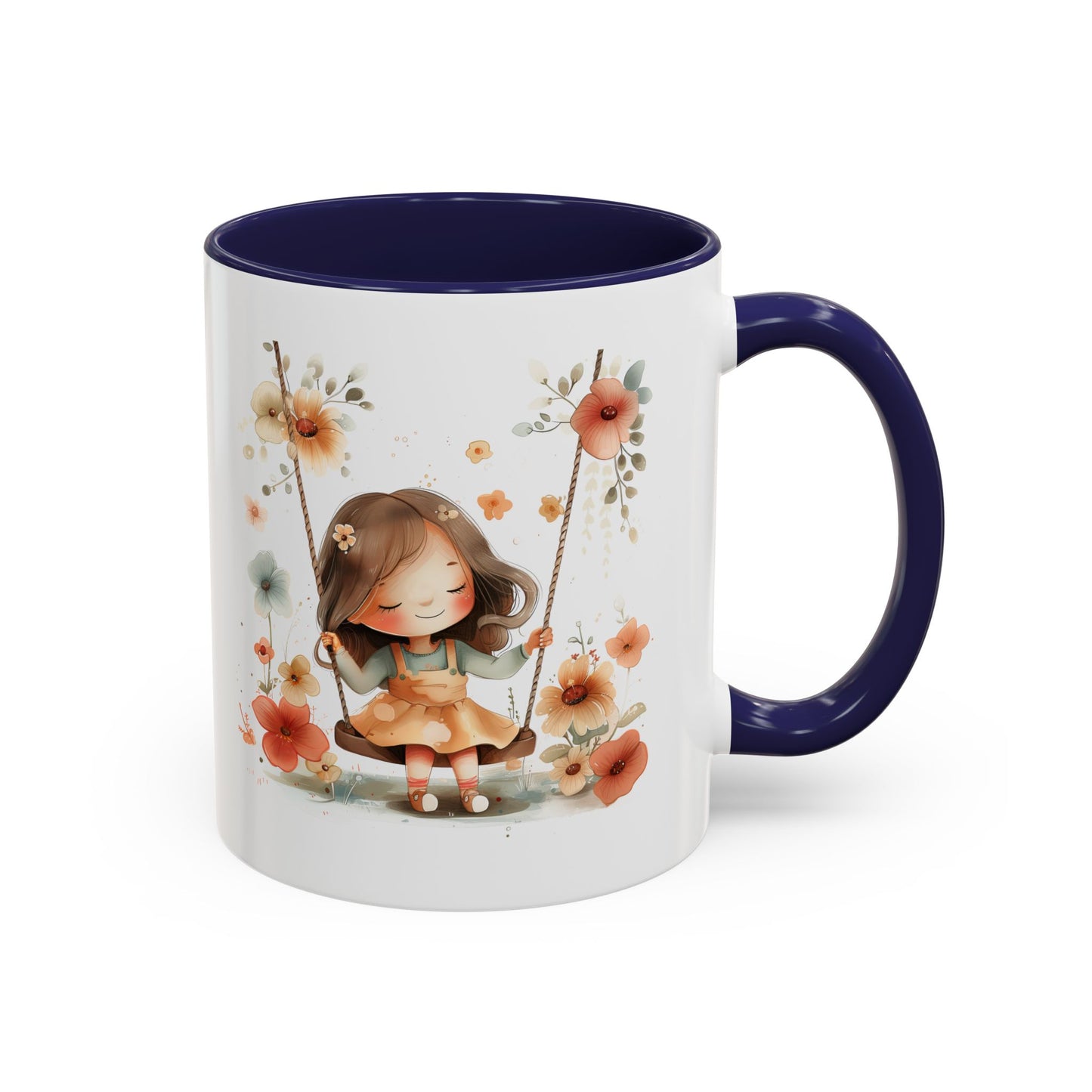 Floral Swing Coffee Mug - Whimsical Flower Design, Cute Gift for Tea Lovers, Boho Kitchen Decor, Birthday, Mother's Day