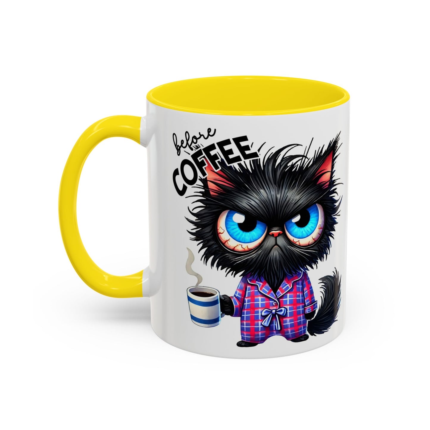 Whimsical Cat-Themed Coffee Mug, Fully Caffeinated, Gift for Cat Lovers, Fun Kitchen Decor, Birthday Gift, Unique Coffee Lover Mug