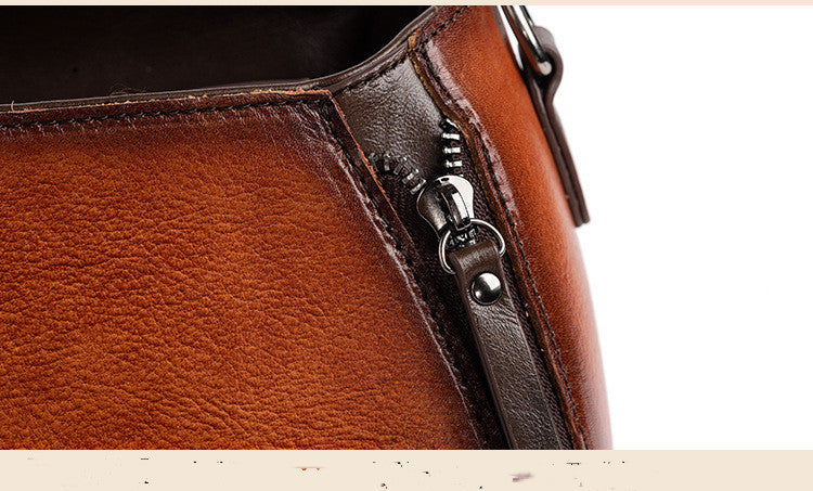 Retro Fashion Leather Bag Top Layer Cowhide Ladies Handbag