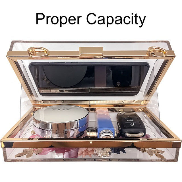 Transparent small square bag three-dimensional flower bag