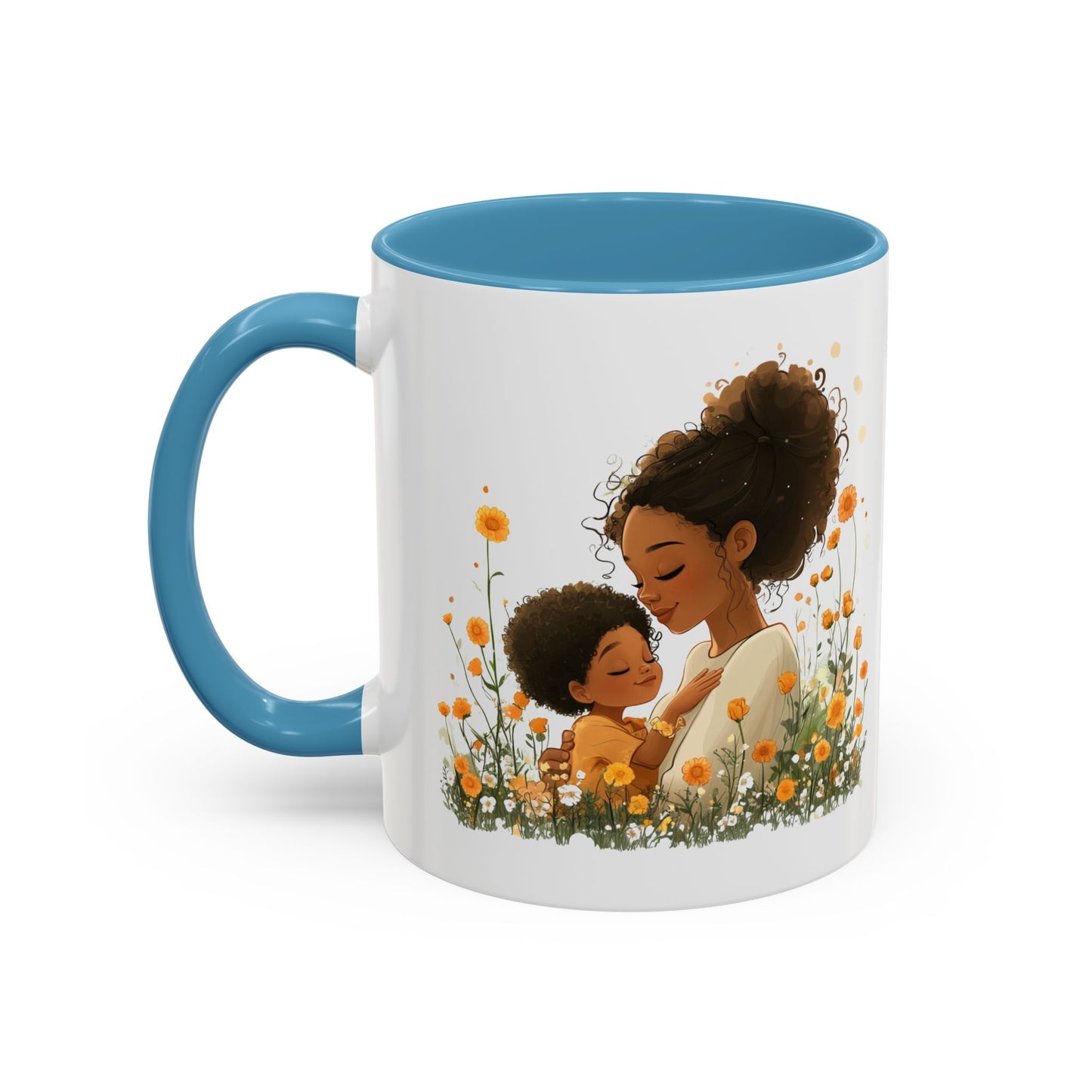Emotional Motherhood Coffee Mug, Floral Mom & Child, Gift for Mother's Day, Family Bonding, Cozy Drinkware, Home Decor
