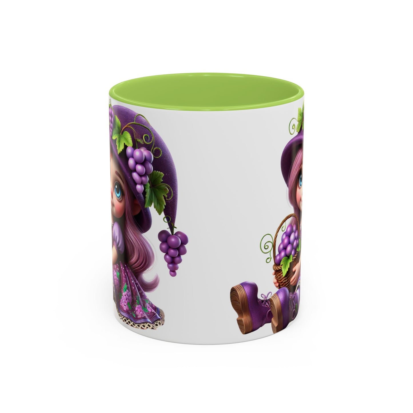 Whimsical Grape Girl Coffee Mug - Fun 11oz & 15oz Accent Mugs for Kids and Wine Lovers