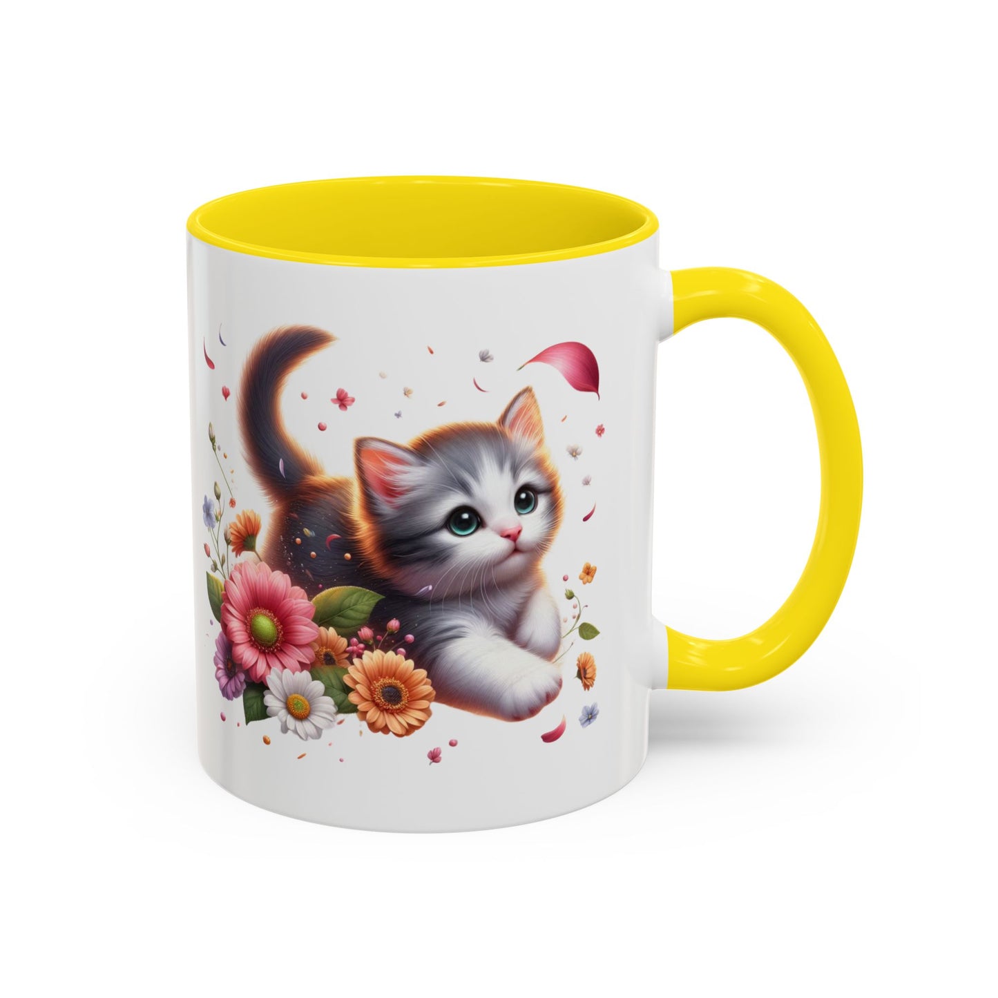 Whimsical Cat Coffee Mug | Cute Pet Lovers Gift | Floral Design | 11 & 15oz | Perfect for Birthdays, Anniversaries, Cat Enthusiasts