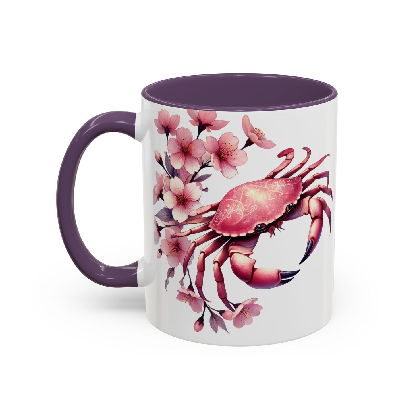 Artistic Crab & Cherry Blossom Mug - 11 & 15oz Accent Coffee Cup