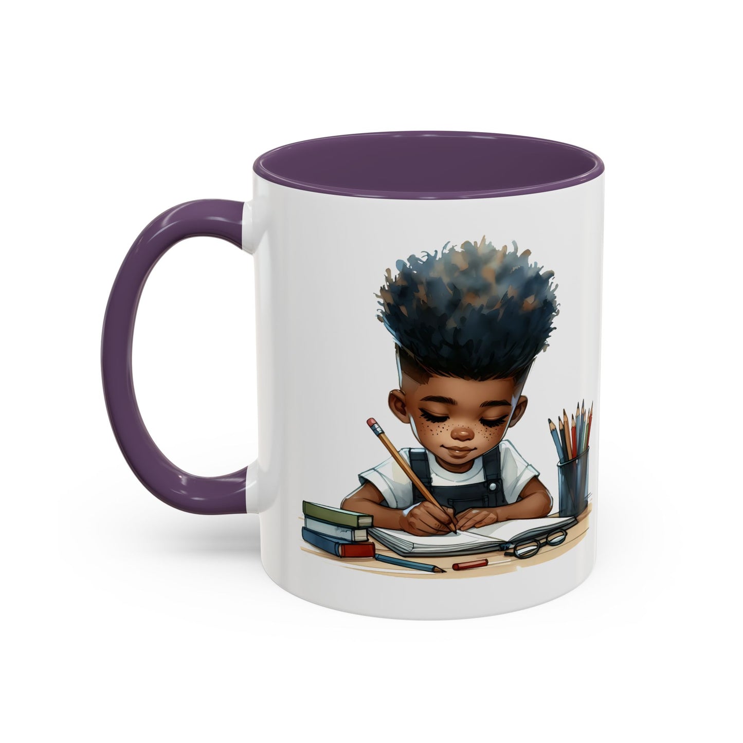 Creative Kids Coffee Mug, Black Accent Mug, Cute Student Gift, Kids Artwork Mug, Back-to-School Coffee Cup, Educational Gift Idea