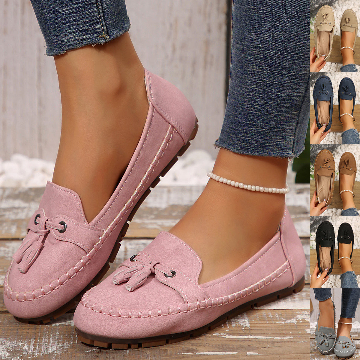Women's Round Head Loafers Fashion Non-slip Soft Comfortable Flats Shoes Store Hive UNIjuntos