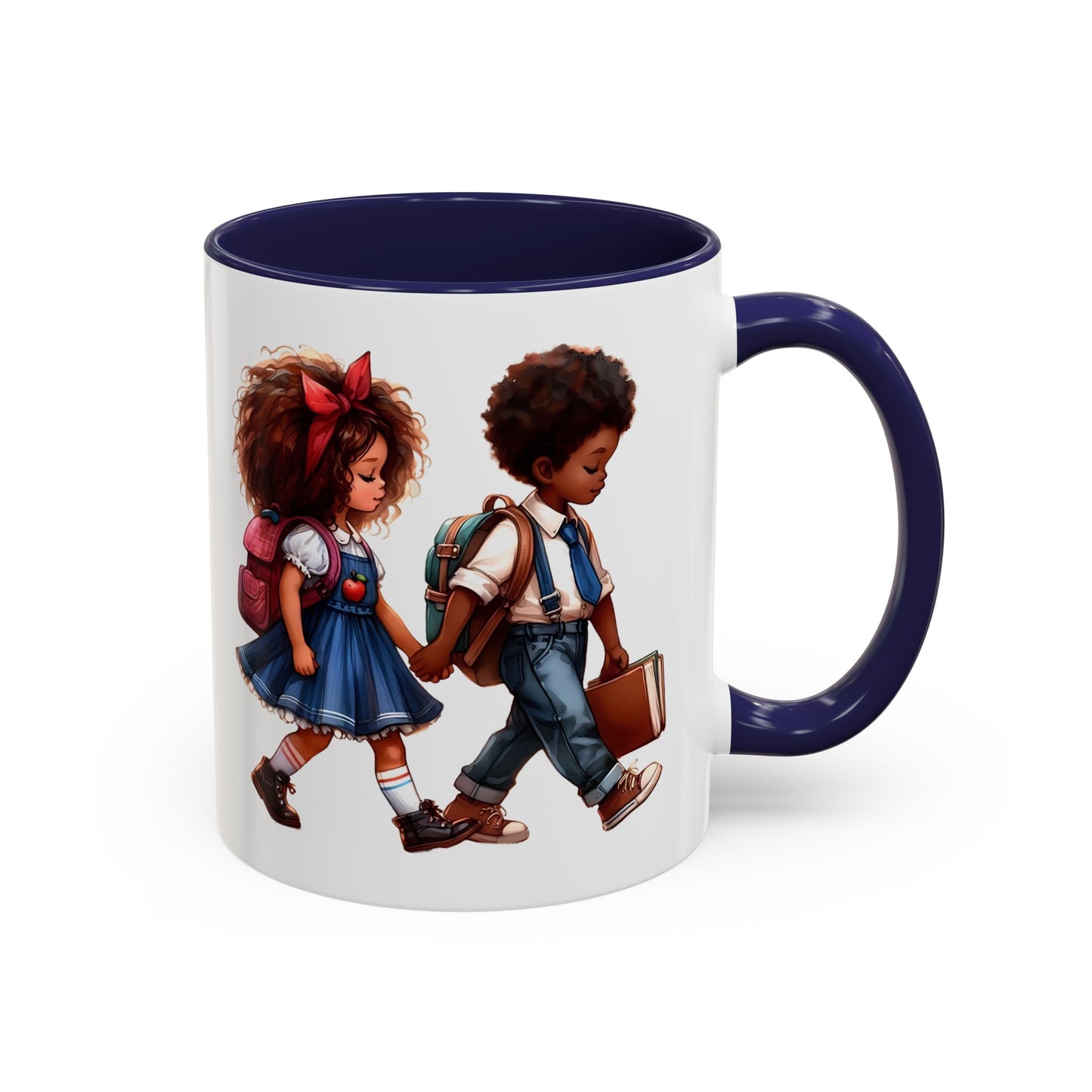 Cute Kids Walking Accent Coffee Mug | Back to School, Teacher Gift, Children's Art, Personalized Tea Cup, Unique Gift Idea