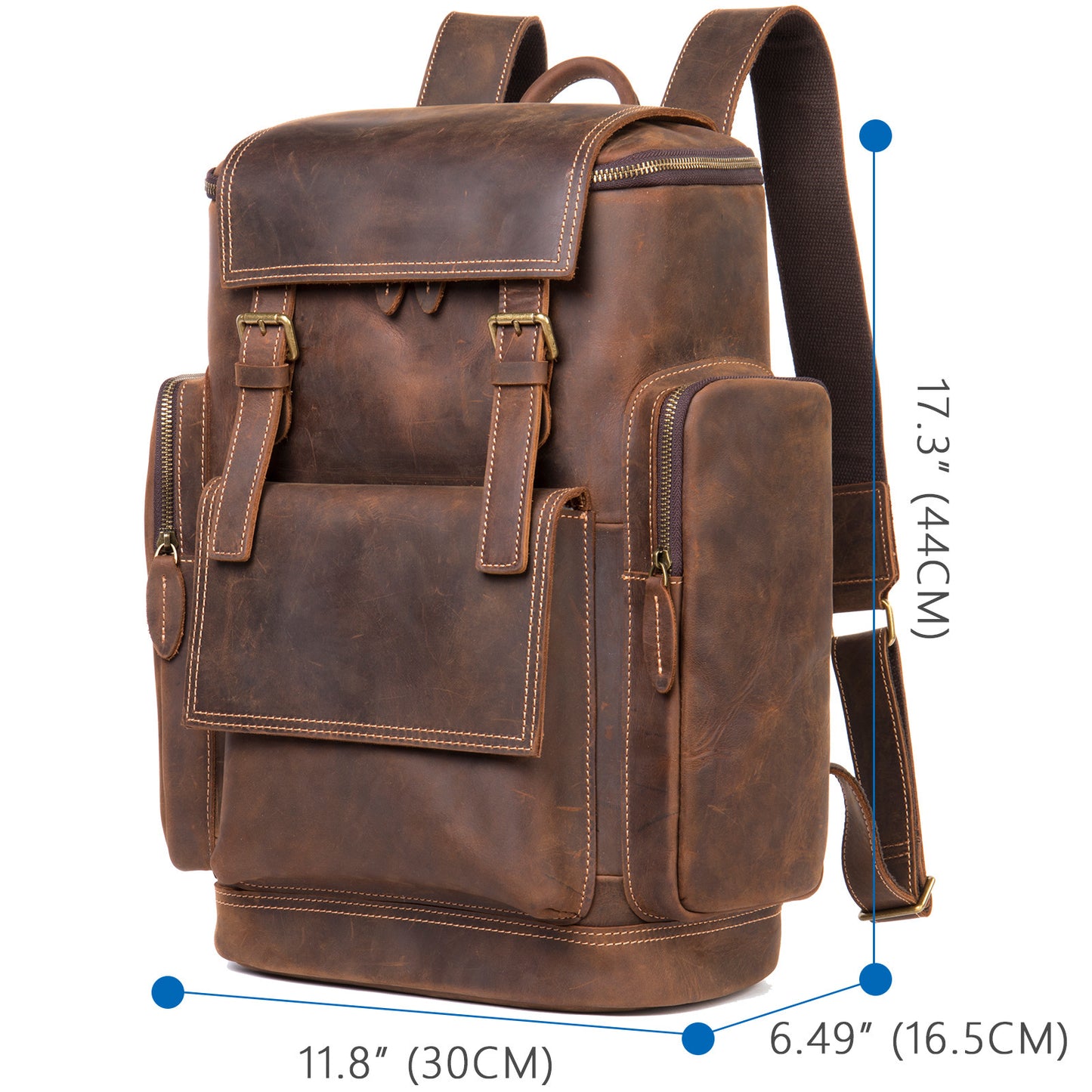 Men's Vintage Crazy Horse Leather Backpack