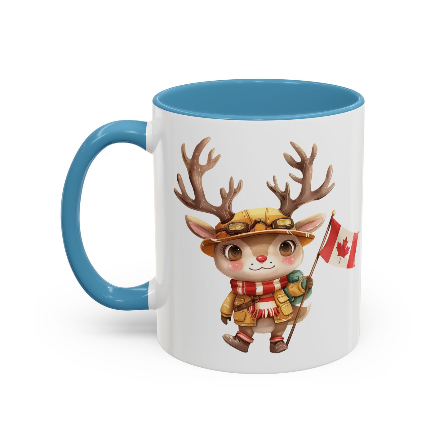 Cute Canadian Reindeer Mug, Accent Coffee Cup for Animal Lovers, Holiday Gift, Cute Kitchen Decor, Seasonal Drinkware