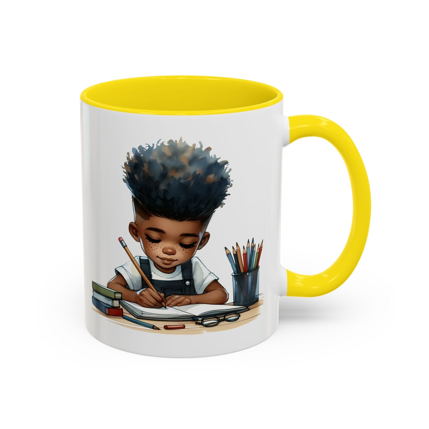 Creative Kids Coffee Mug, Black Accent Mug, Cute Student Gift, Kids Artwork Mug, Back-to-School Coffee Cup, Educational Gift Idea