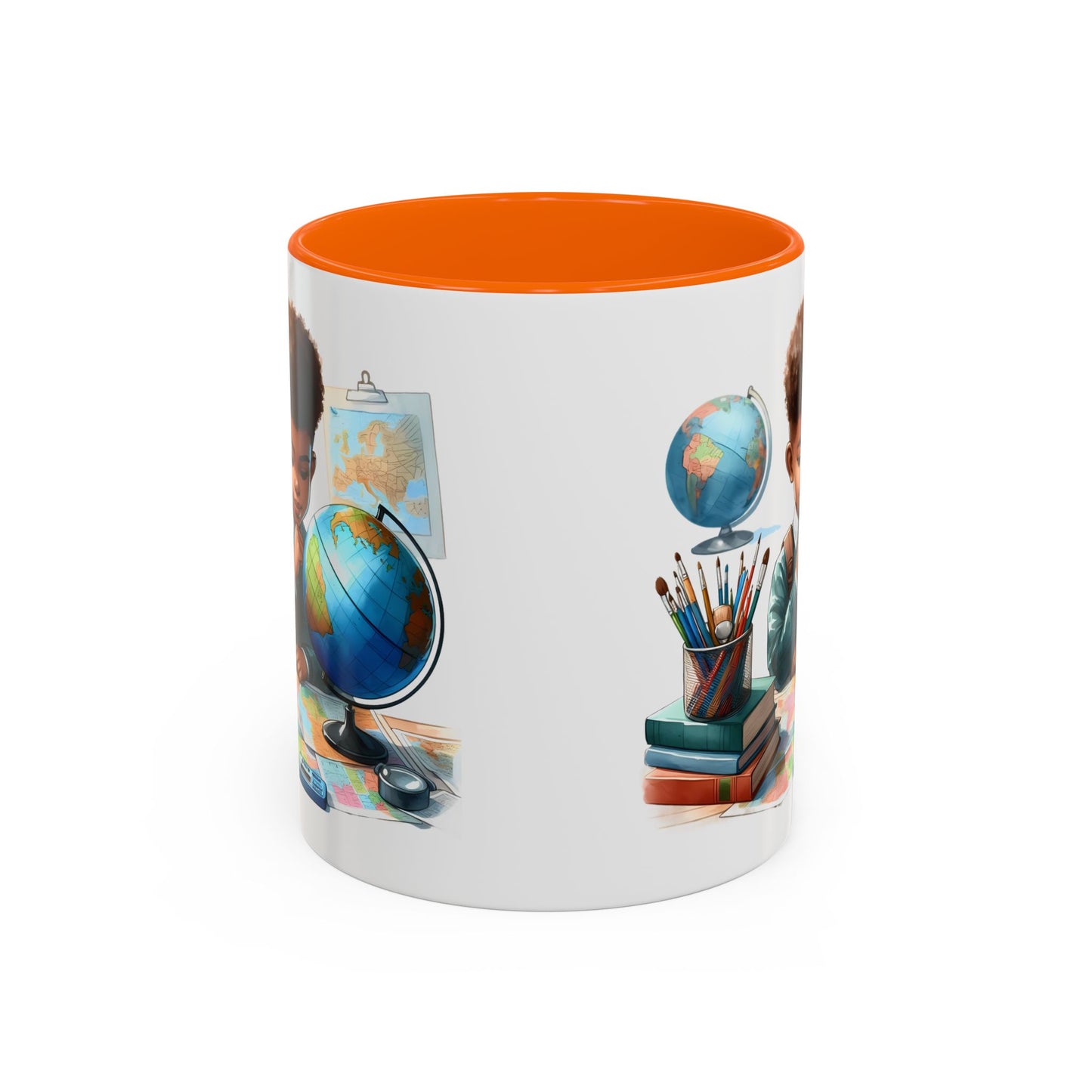 World Explorer Accent Coffee Mug - Perfect for Students, Travel Lovers, Teachers, Back to School, Gift for Kids