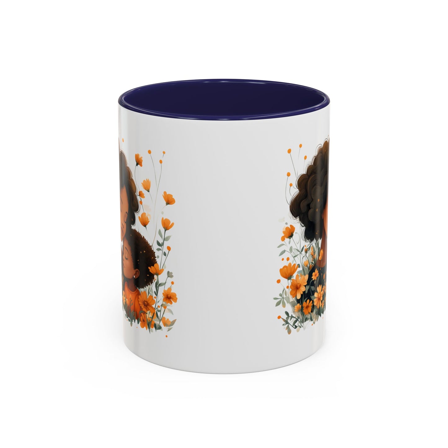 Mom & Child Floral Accent Coffee Mug, Cute Gift for Mother's Day, Spring Decoration, Warm Keepsake, Floral Artwork Mug