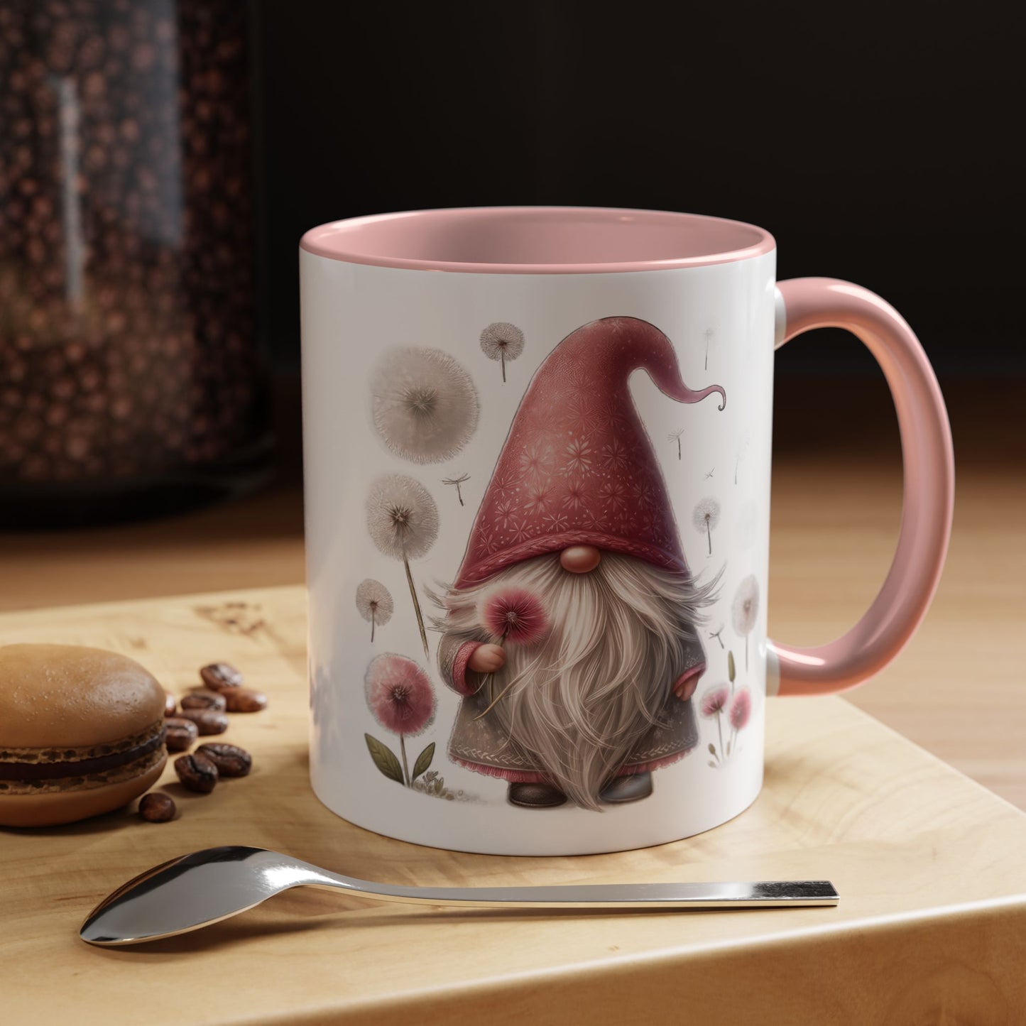 Whimsical Gnome Coffee Mug, Cute Coffee Cups for Home, Unique Gift for Gnome Lovers, Floral Gnome Mug for Birthdays, Spring Décor