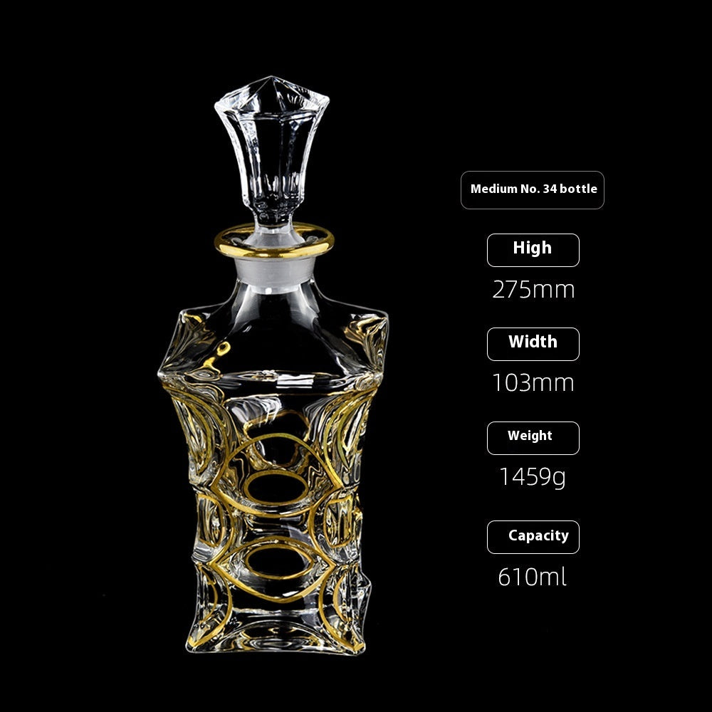 Gold Drawing Line Foreign Wine Bottle Crystal Glass Creative Whiskey Bottle
