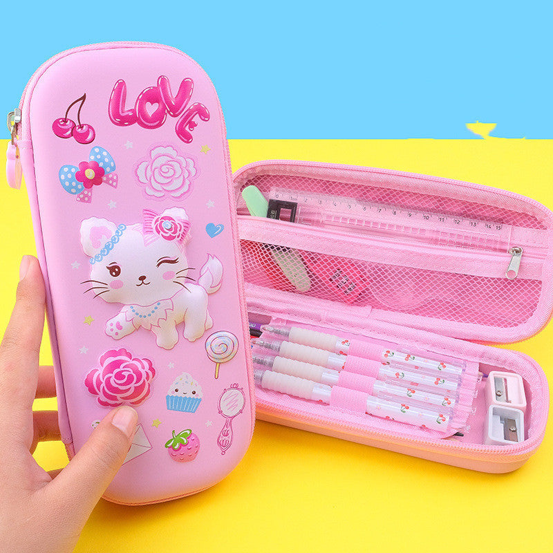 3D Cartoon Primary School Student Storage Pencil Bag