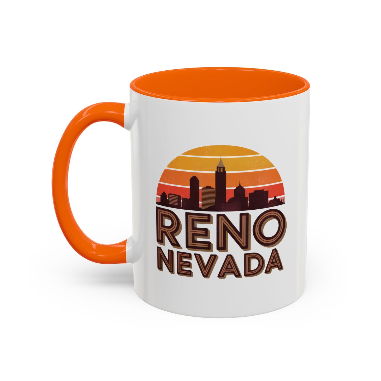 Reno Nevada Accent Coffee Mug | Retro Sunrise Design | Perfect Gift, Kitchen Decor, Souvenir, Coffee Lovers, Travel Mug