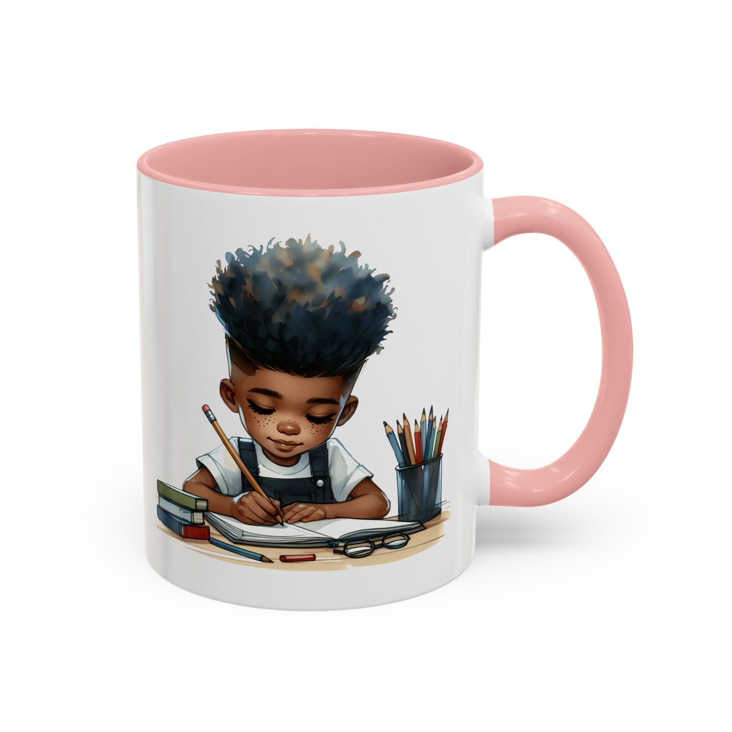 Creative Kids Coffee Mug, Black Accent Mug, Cute Student Gift, Kids Artwork Mug, Back-to-School Coffee Cup, Educational Gift Idea