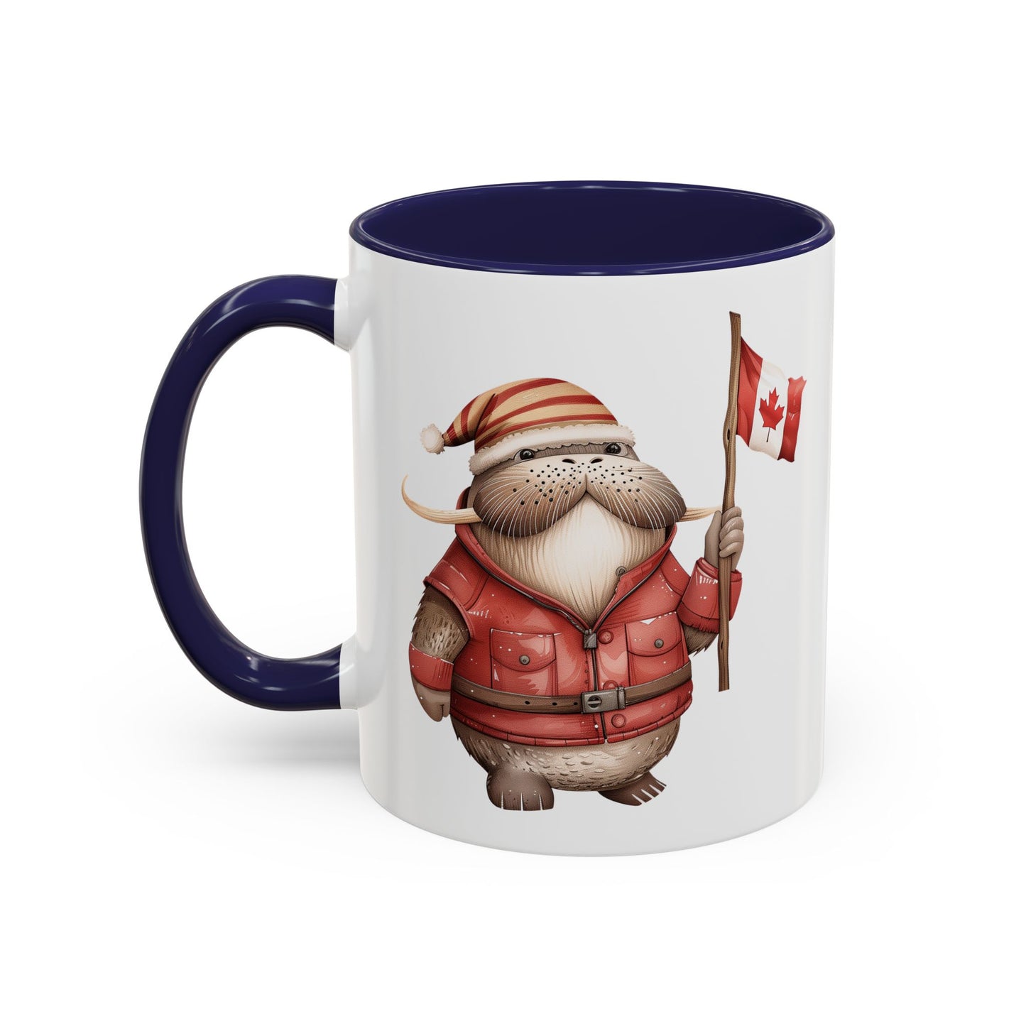 Canadian Holiday Accent Coffee Mug - Adorable Walrus with Flag, Gift for Canada Day, Cute Decor, Coffee Lover, Kitchen Accessory