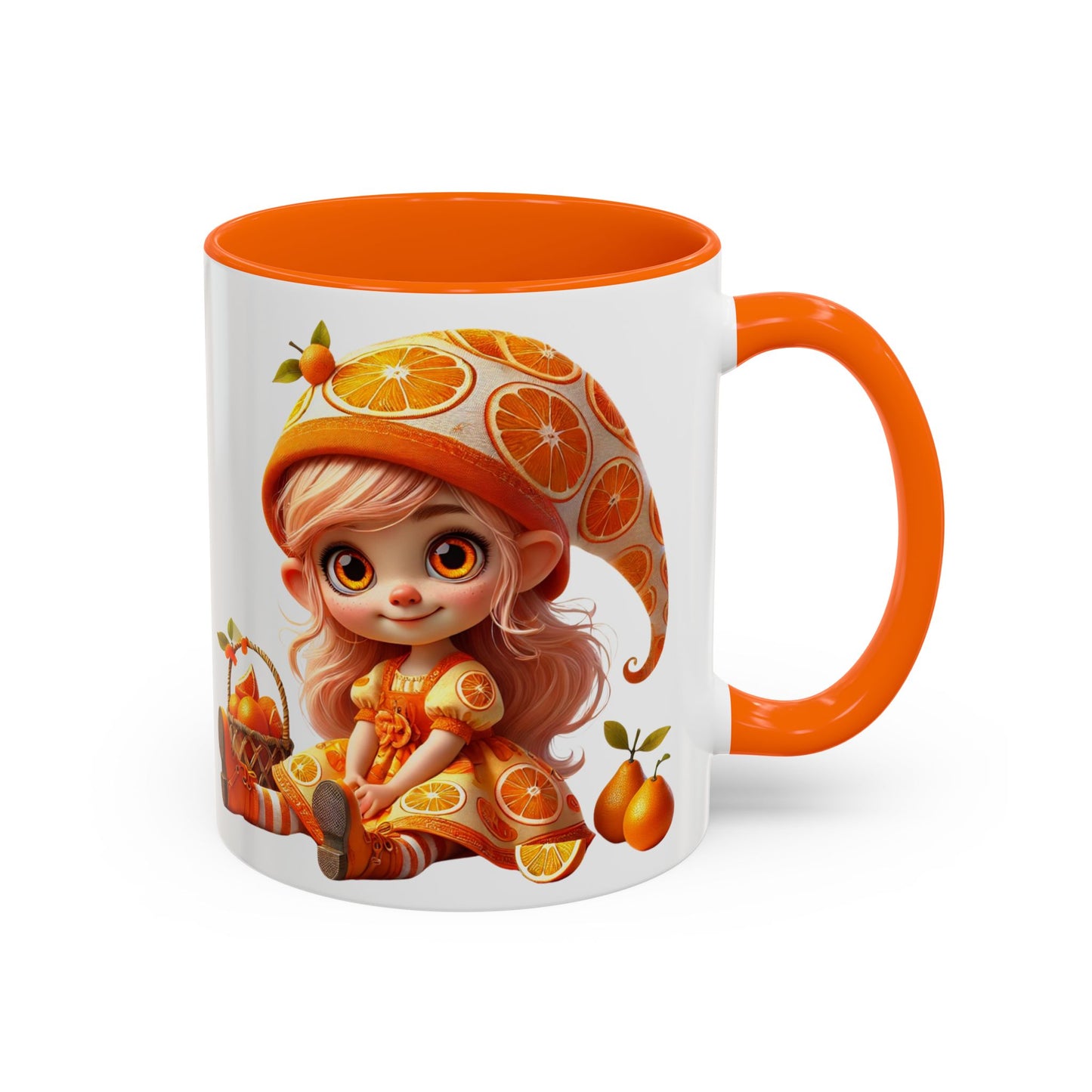 Whimsical Orange-Themed Coffee Mug, Cute Ceramic Cup for Fruit Lovers, Ideal Gift for Halloween, Birthdays, and Orange Enthusiasts