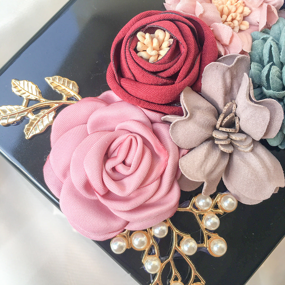 Transparent small square bag three-dimensional flower bag