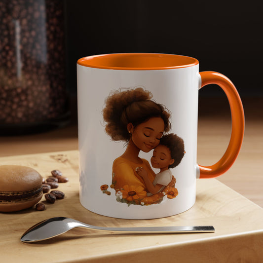 Heartwarming Mom & Child Coffee Mug, Family Gift, Mother's Day Gift, Coffee Lover, Cute Illustration