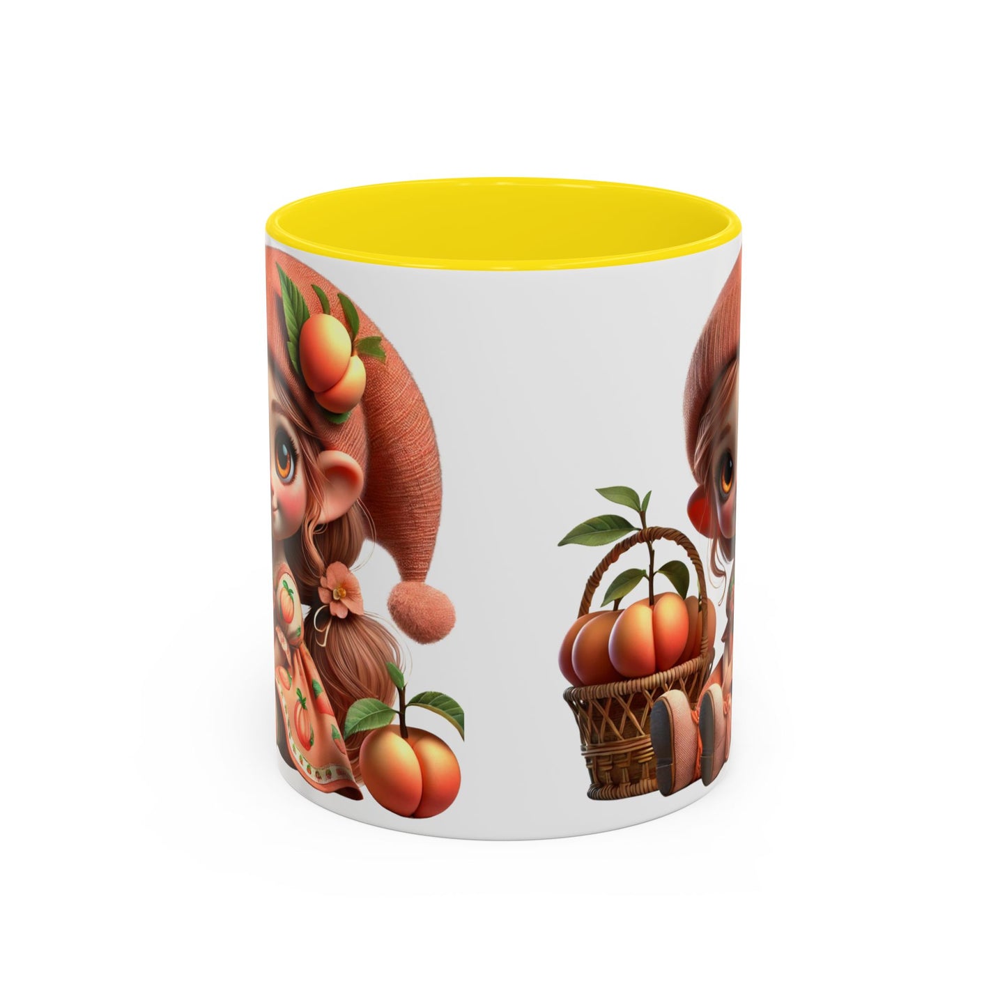 Cute Peach Character Accent Coffee Mug - Ideal for Cozy Mornings