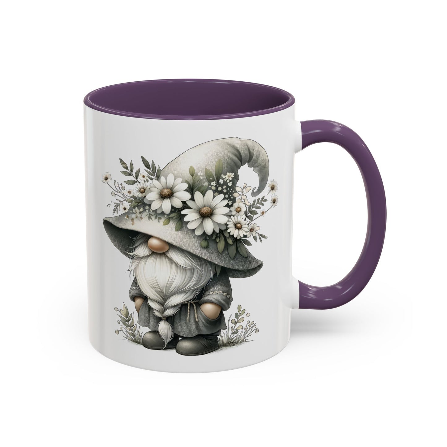 Whimsical Gnome Coffee Mug, Cute Floral Mug, Gift for Garden Lovers, Accent Mug for Coffee, Tea, and Hot Cocoa