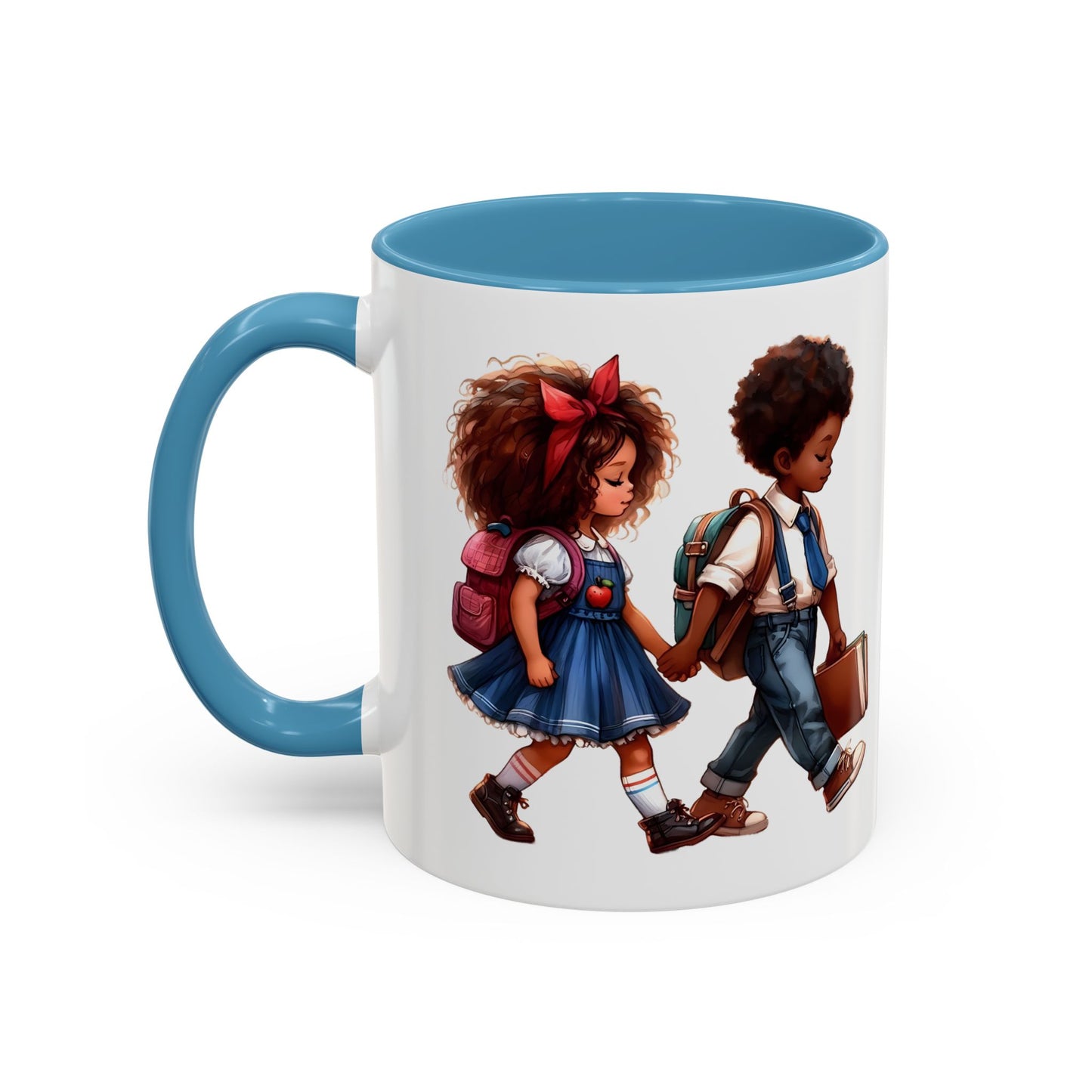 Cute Kids Walking Accent Coffee Mug | Back to School, Teacher Gift, Children's Art, Personalized Tea Cup, Unique Gift Idea