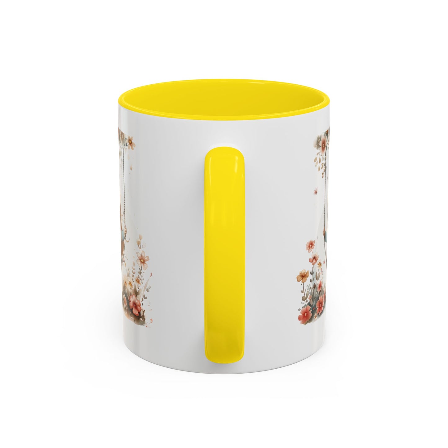 Cute Floral Swing Coffee Mug, Adorable Gift for Her, Tea Lover Mug, Cozy Home Decor, Birthday Gift, Floral Art Drinkware