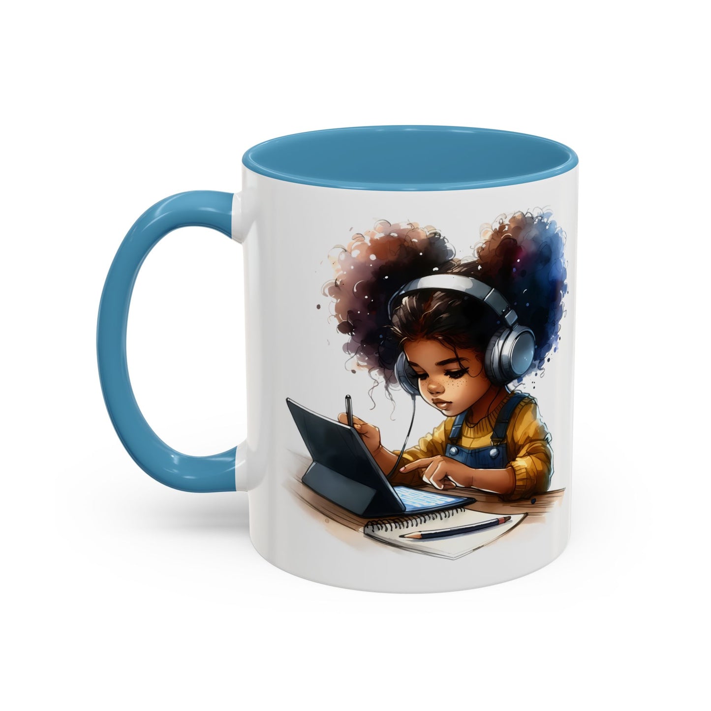 Vibrant Kid's Study Mug, Art Inspired Coffee Cup, Black Handle Tea Mug, Creative Gift for Students, Birthday Present