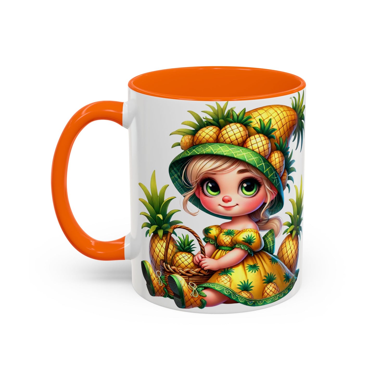 Pineapple Paradise Accent Coffee Mug - Cute Tropical Design, 11oz & 15oz