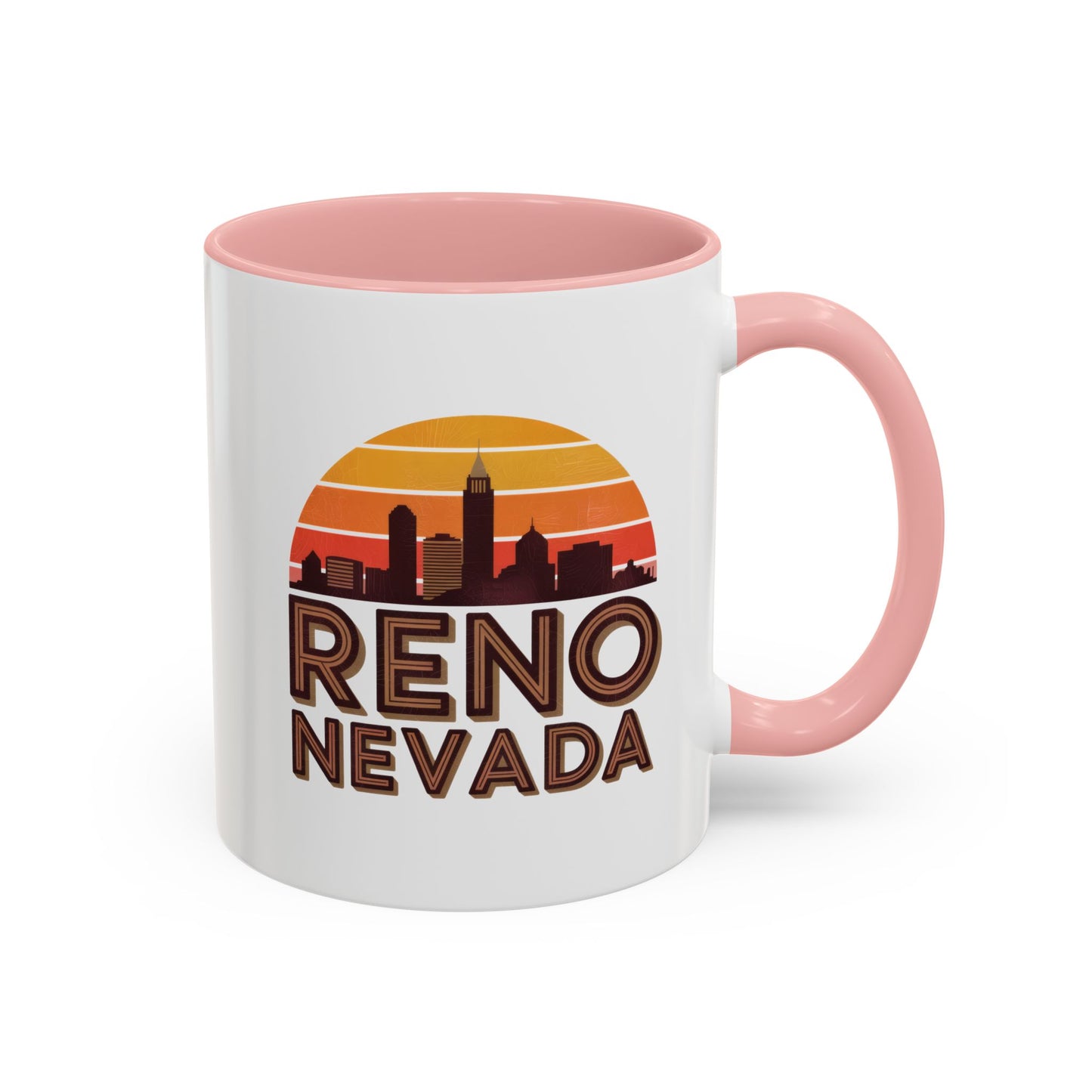 Reno Nevada Accent Coffee Mug | Retro Sunrise Design | Perfect Gift, Kitchen Decor, Souvenir, Coffee Lovers, Travel Mug