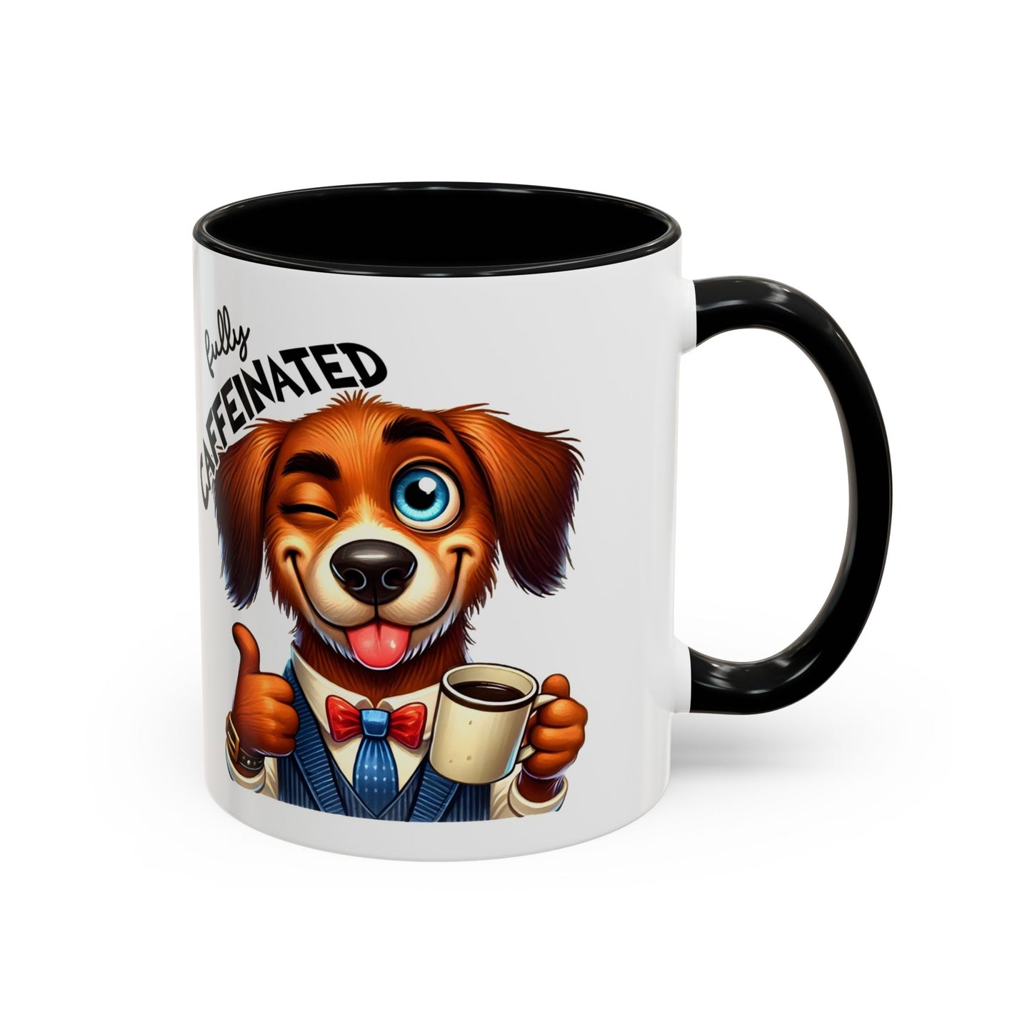 Caffeinated Dog Mug, Funny Pet Lover Coffee Cup, Gift for Dog Owners, Cute Animal Drinkware, Whimsical Home Decor