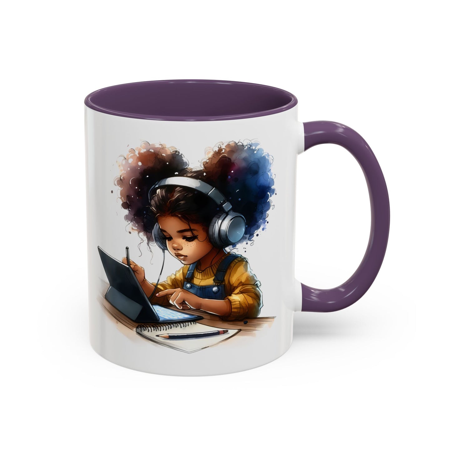 Vibrant Kid's Study Mug, Art Inspired Coffee Cup, Black Handle Tea Mug, Creative Gift for Students, Birthday Present