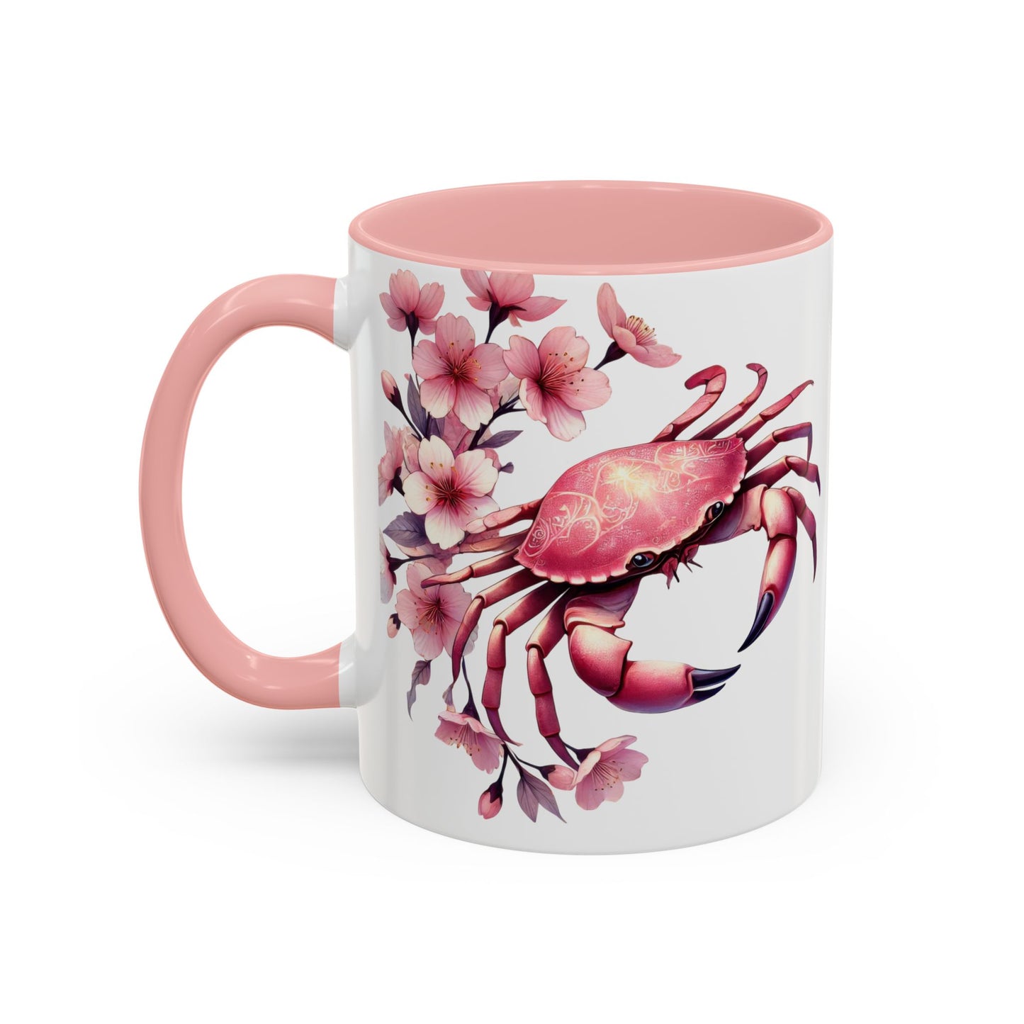 Artistic Crab & Cherry Blossom Mug - 11 & 15oz Accent Coffee Cup
