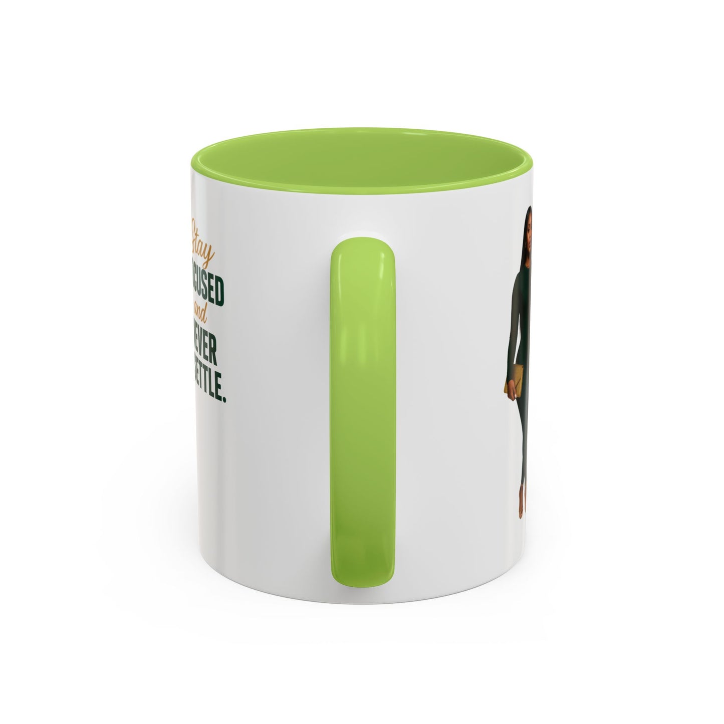 Motivational Accent Coffee Mug - Stay Focused and Never Settle | Inspirational Gift, Coffee Lover, Office Decor, Home Kitchen