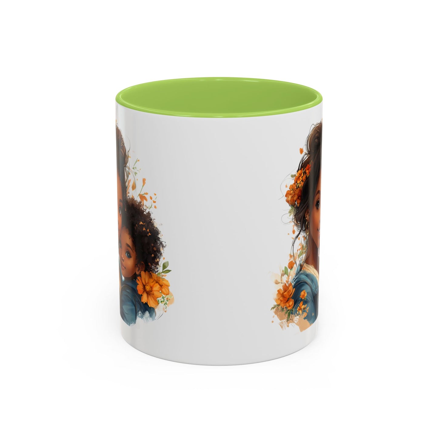 Embrace Love Accent Coffee Mug, Floral Mug, Motherhood Gift, Family Bonding, Personalized Drinkware