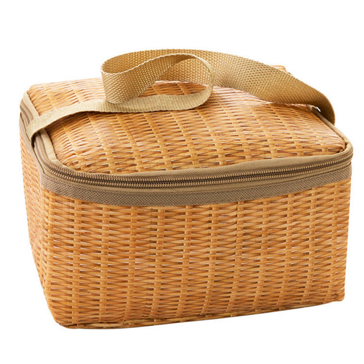 Rattan-like Lunch Bag Thickened, Insulated And Waterproof