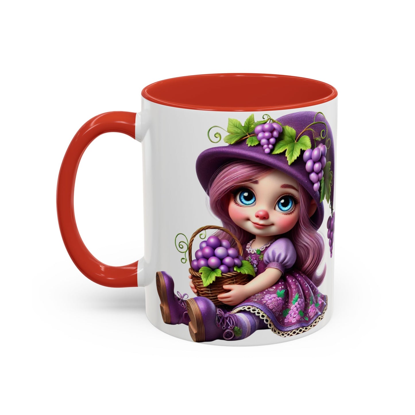 Whimsical Grape Girl Coffee Mug - Fun 11oz & 15oz Accent Mugs for Kids and Wine Lovers