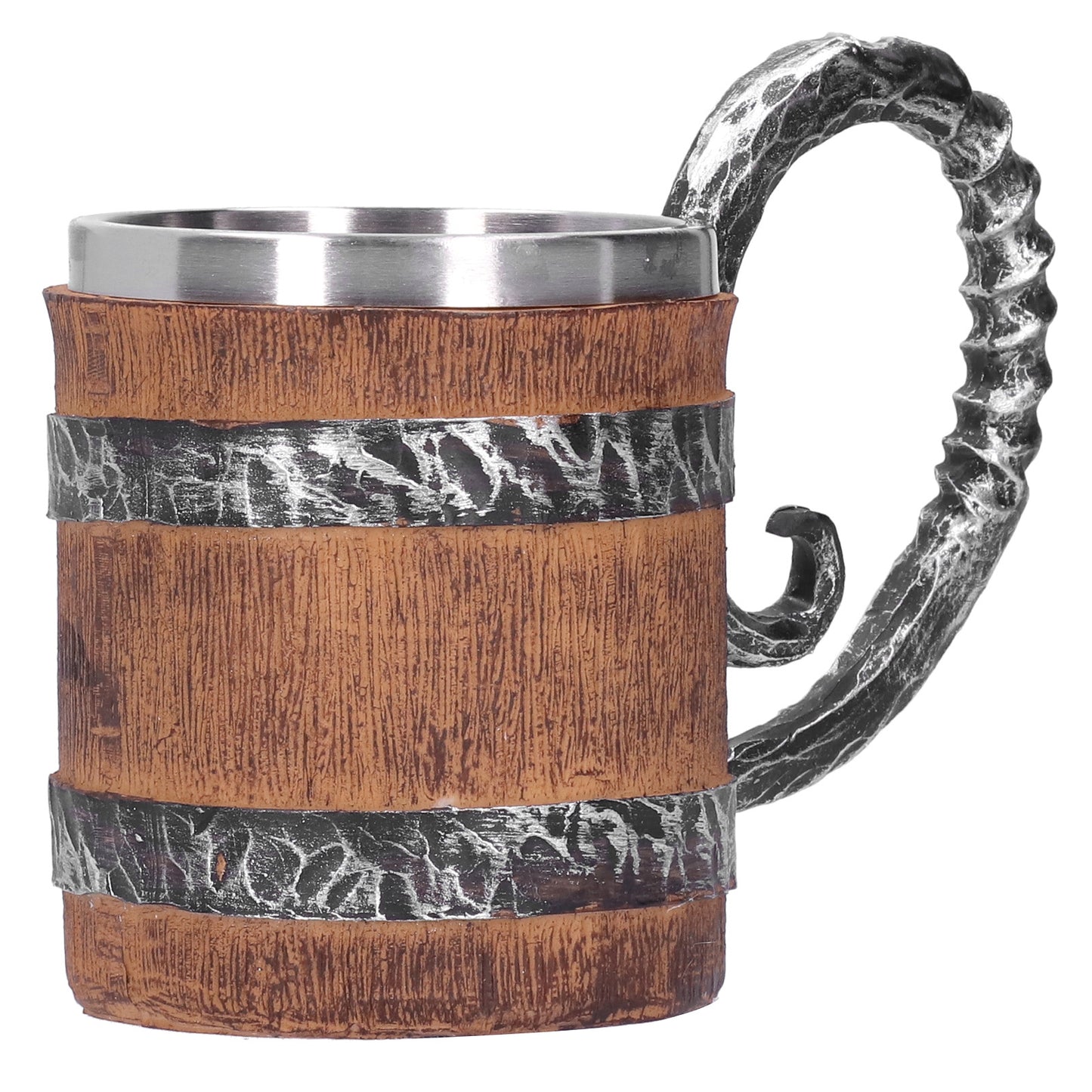 Resin Drinking Mug Oak Barrel Personalized Viking Vintage Stainless Steel HandMade Cup